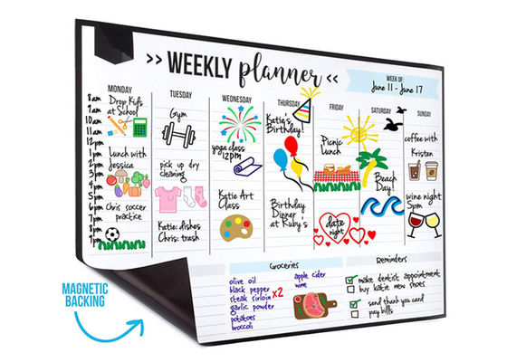 Magnetisches, trocken abwischbares Whiteboard-Blatt, 16 x 11 Zoll, inklusive 4 Markern, perfekt für Planungsnotizen und Einkaufslisten