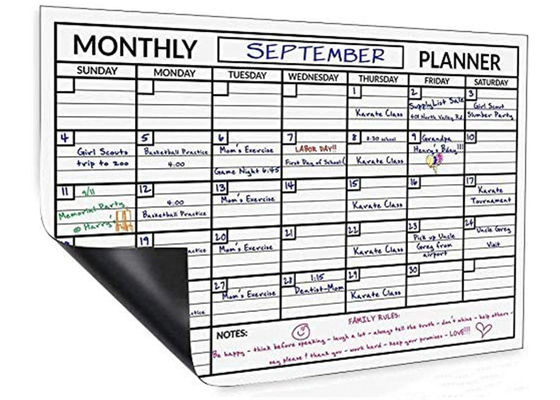 Magnetischer Monatsplaner 12 x 16 Zoll benutzerdefinierter Trockenlöschkalender mit vier hellen magnetischen Kappenmarkern für einfache