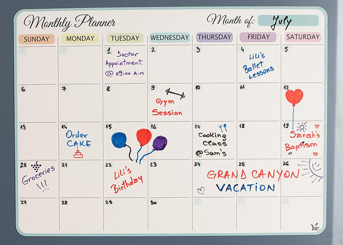 Magnetischer Kühlschrank Kalender Magnetischer Trockenlöscher Wochenplaner Monatsplaner mit stainresistenter Oberfläche zum einfachen Schreiben und Löschen